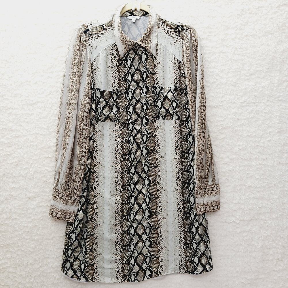 Dress Shirt JOIE Snake Python Reptile Luxe Boho Chic Alt Girl Festival Size XL